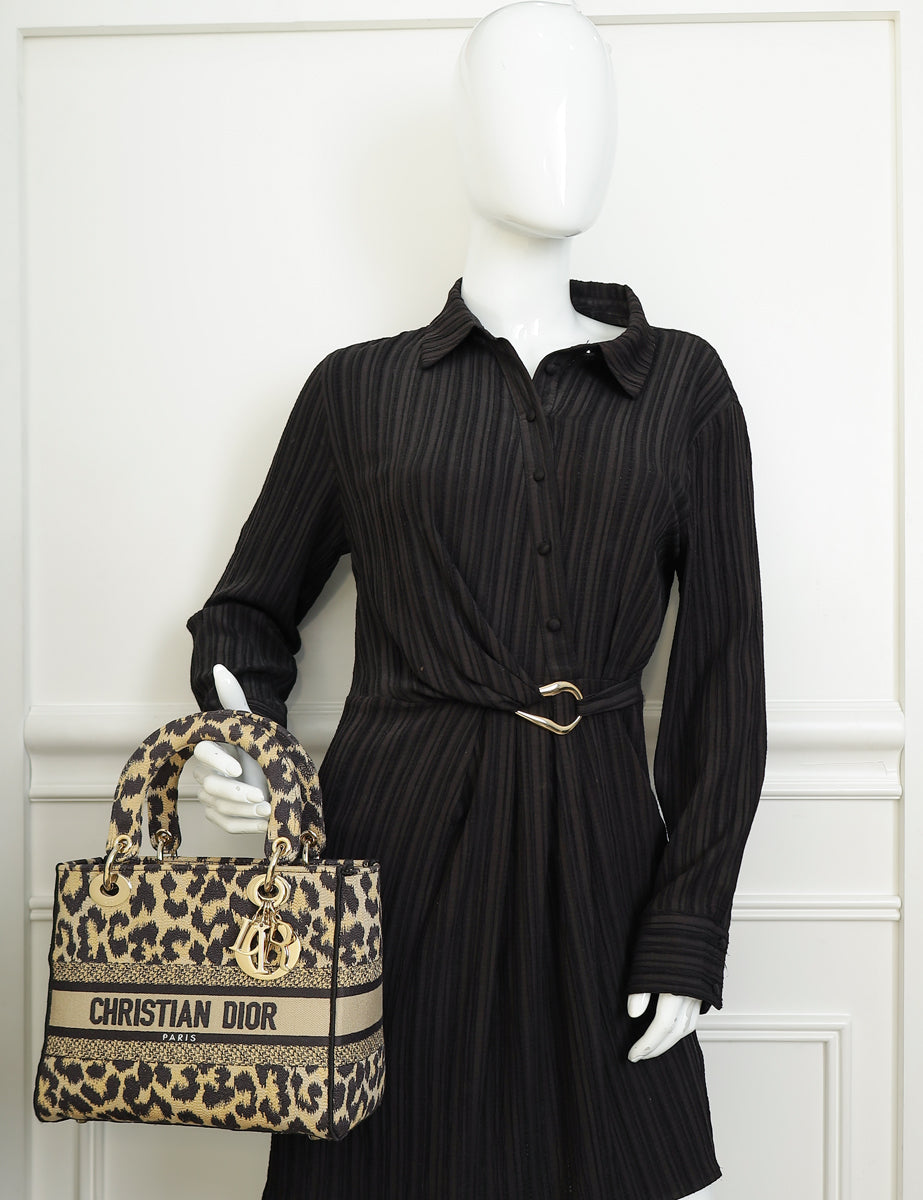 Christian Dior Bicolor Lady D-Lite Mizza Embroidered Medium Bag