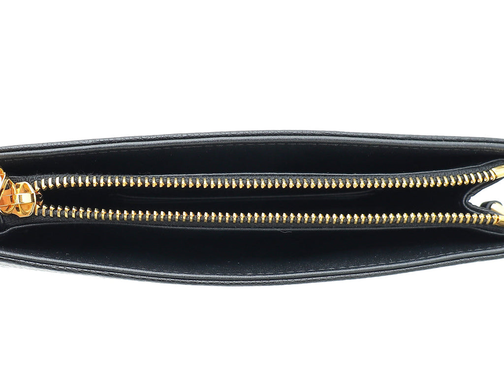 Christian Dior Black Caro Zipped Pouch With Chain