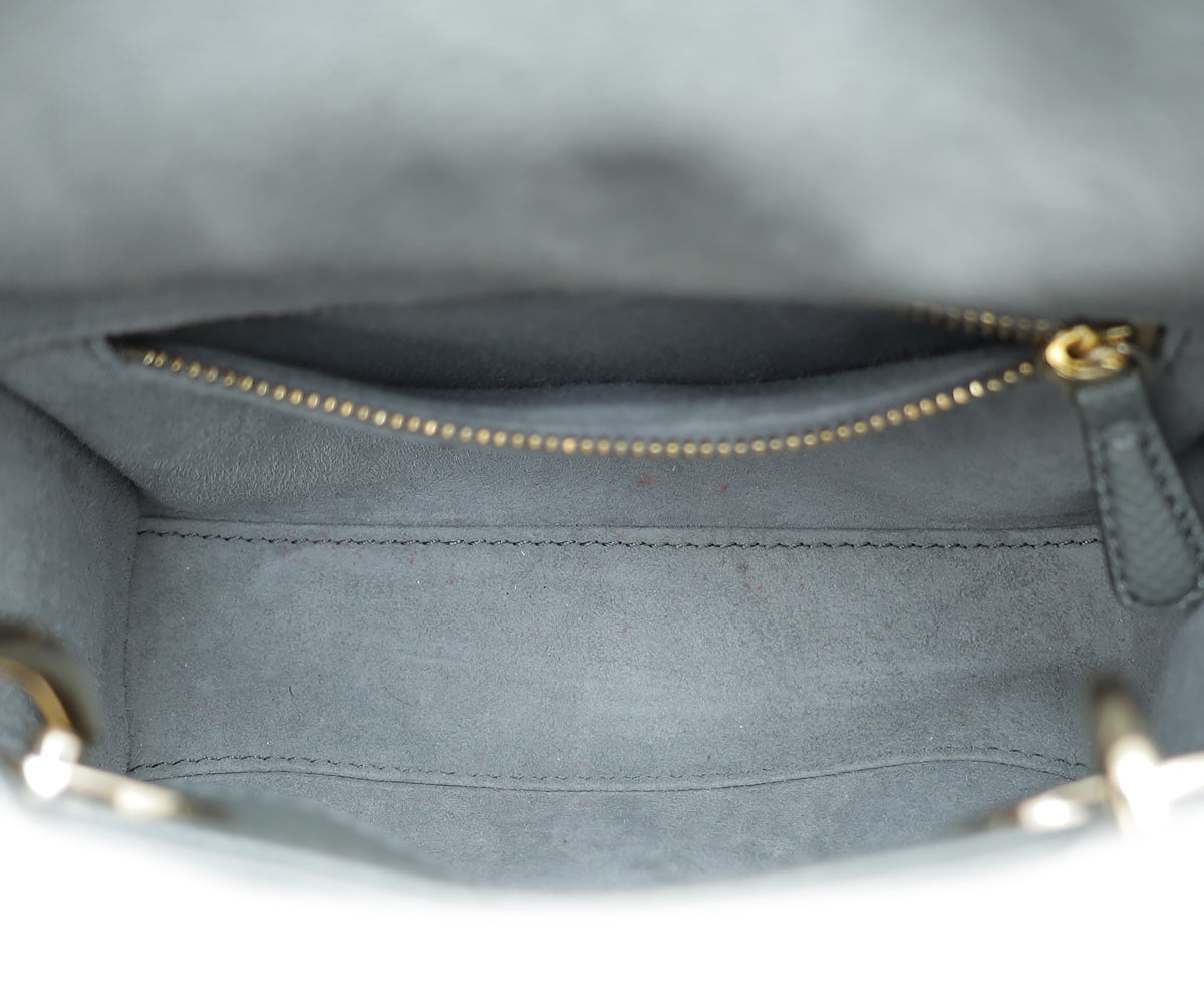 Christian Dior Metallic Grey Karung Chain Mini Lady Dior Bag