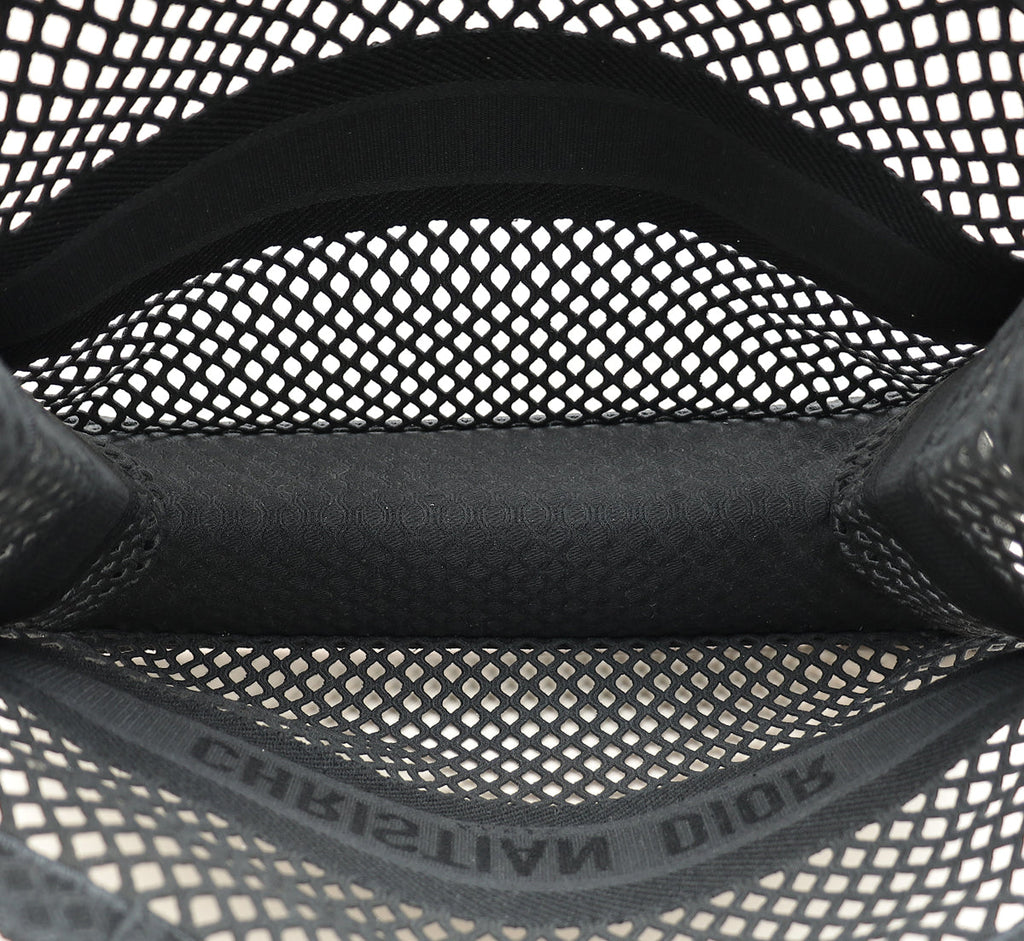 Christian Dior Black Mesh Embroidered Large Book Tote Large Bag