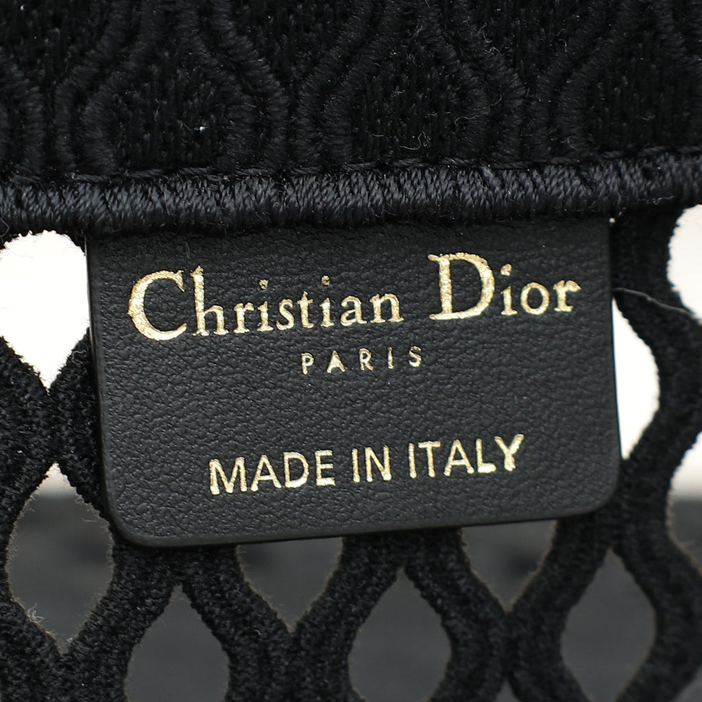 Christian Dior Black Mesh Embroidered Large Book Tote Large Bag