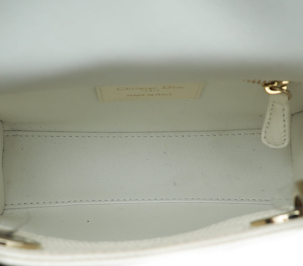 Christian Dior White Lizard Lady Dior Mini Bag
