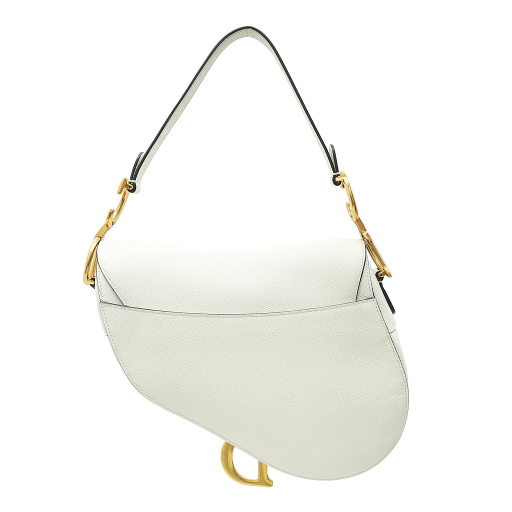 Christian Dior White Saddle Medium Bag