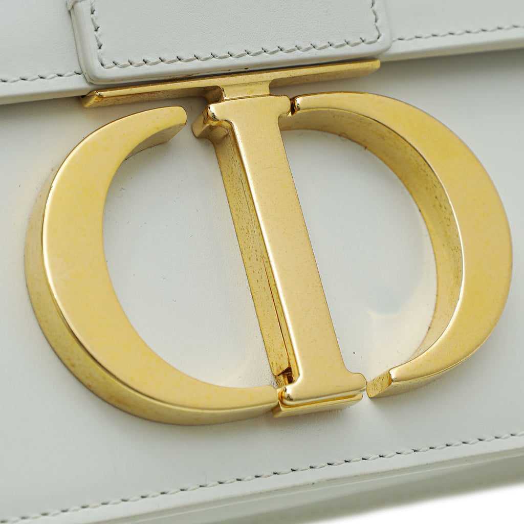 Christian Dior White 30 Montaigne Medium Shoulder Bag