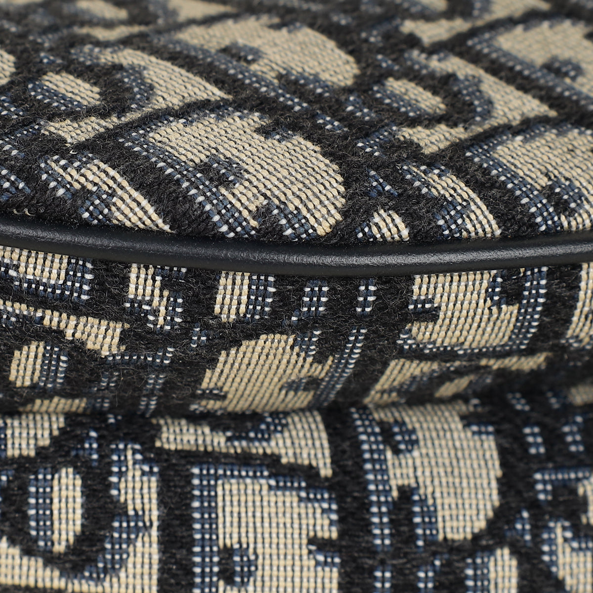 Christian Dior Navy Blue Oblique Mini Saddle With Medallion Strap