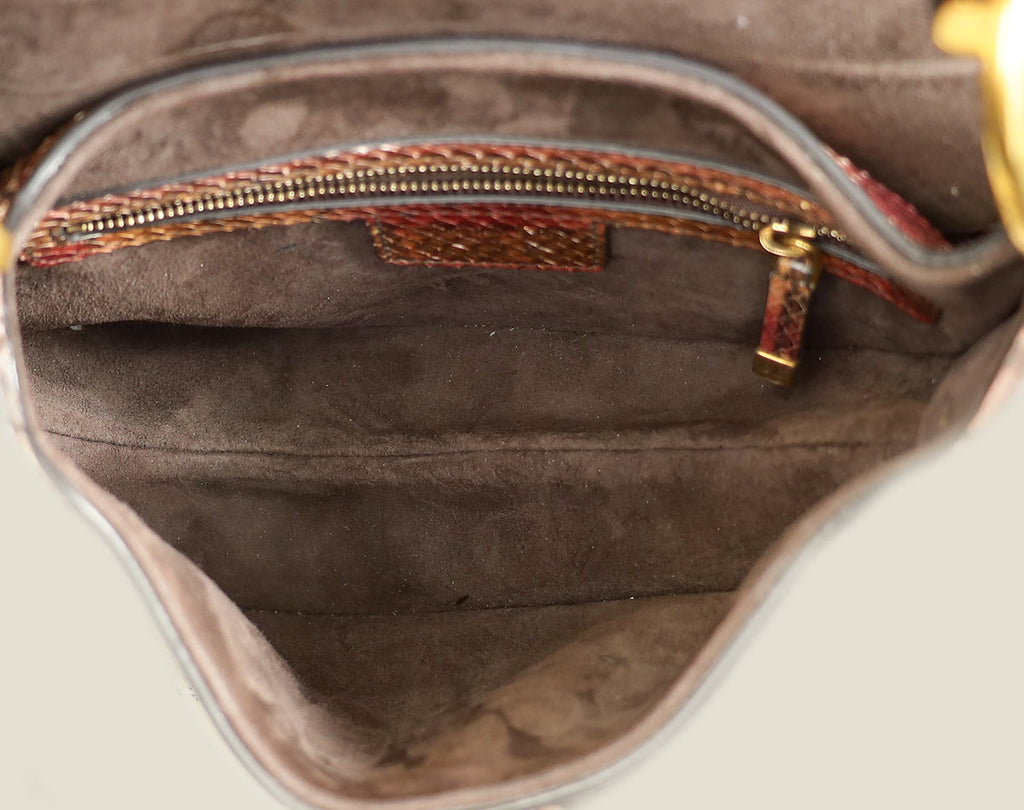 Christian Dior Multicolor Saddle Python Medium Bag