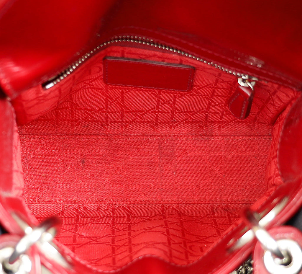 Christian Dior Cherry Red Lady Dior Mini Strap Bag