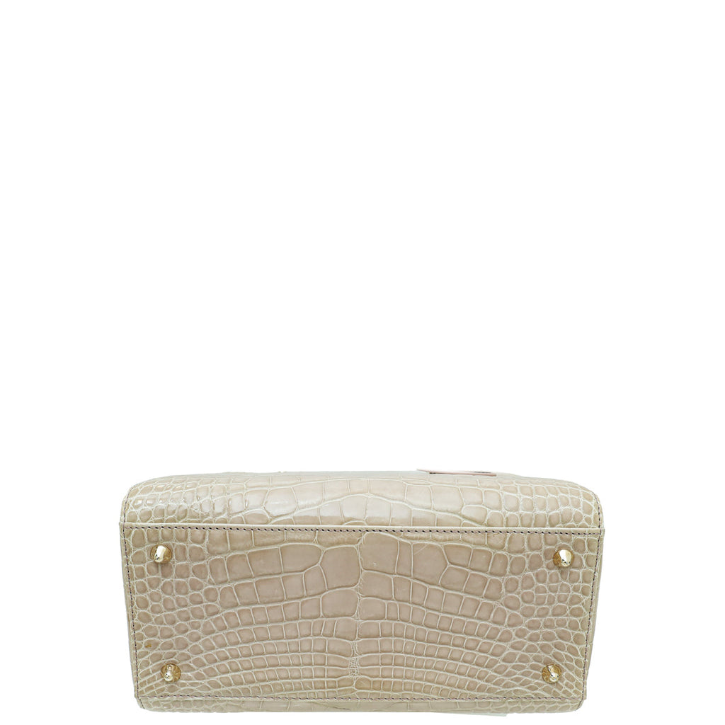 Christian Dior Beige Alligator Lady Dior Medium Bag