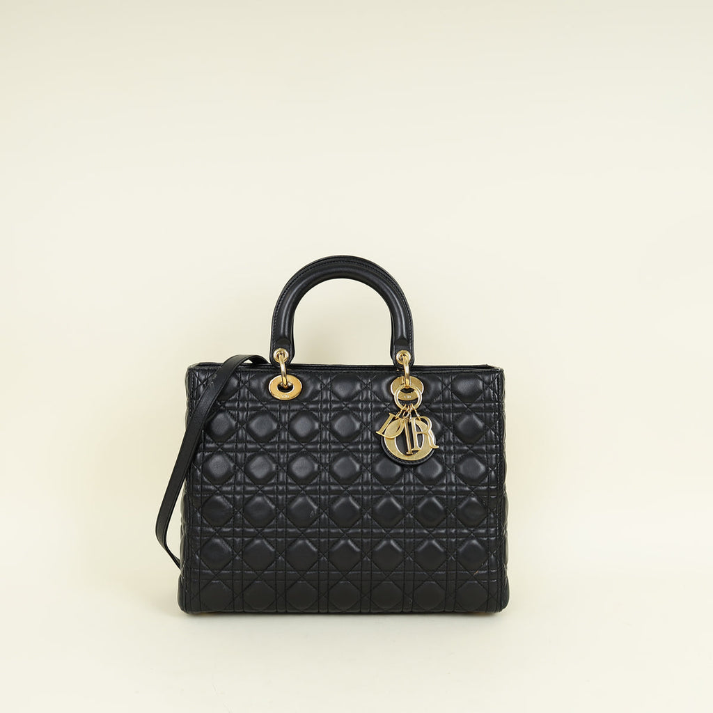Christian Dior Black Lady Dior Large Bag