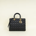 Christian Dior Black Lady Dior Large Bag