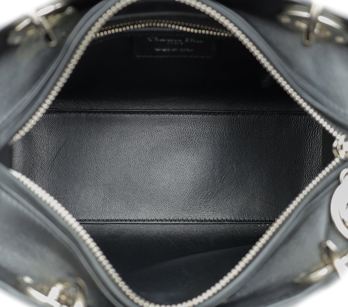 Christian Dior Black Multicolor Printed Logo Lady Dior Medium Bag