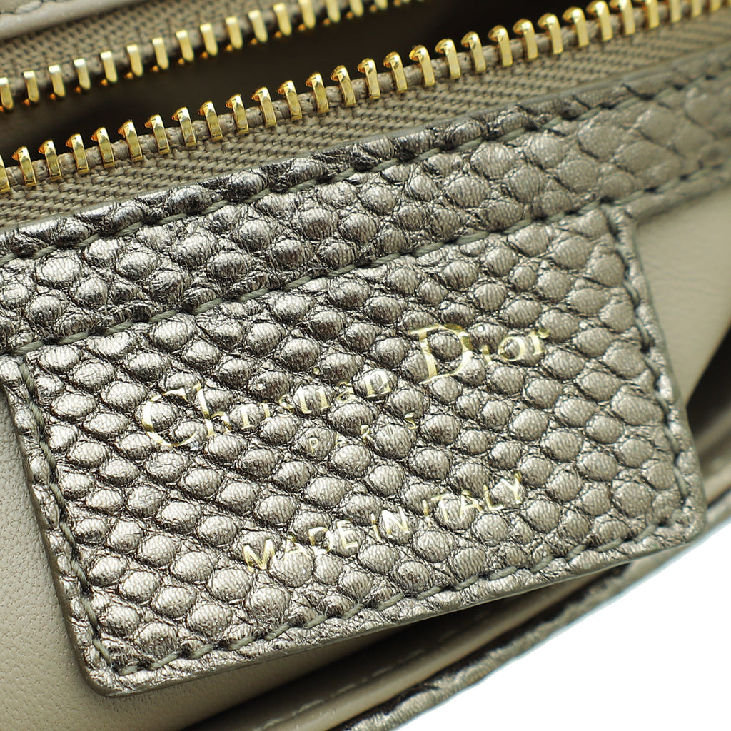 Christian Dior Metallic Olive Green Karung Small Caro Bag