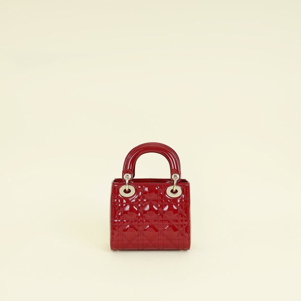 Christian Dior Cherry Red Lady Dior Mini Chain Bag