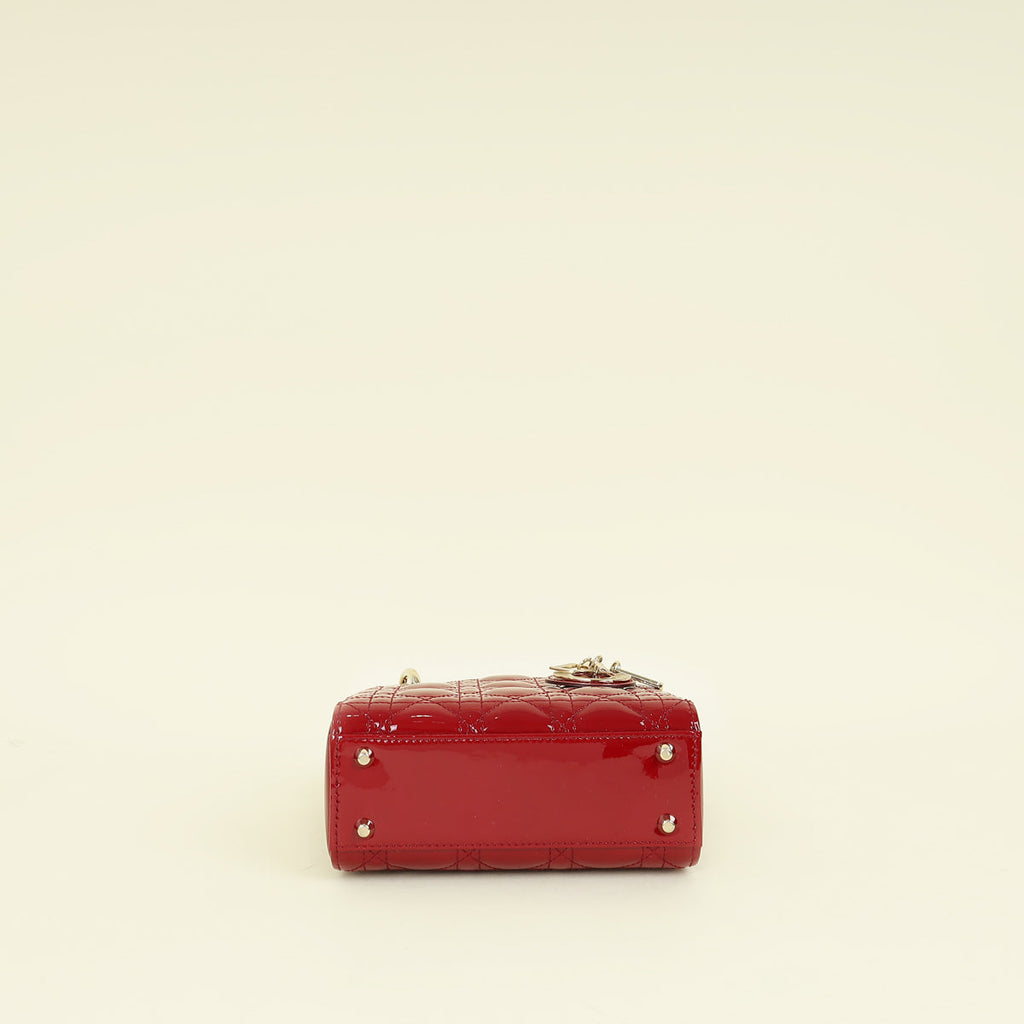 Christian Dior Cherry Red Lady Dior Mini Chain Bag
