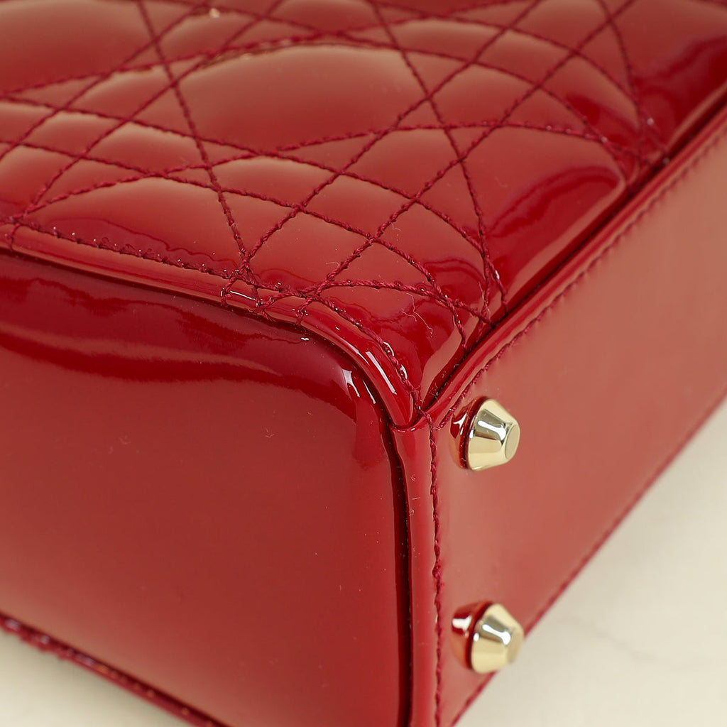 Christian Dior Cherry Red Lady Dior Mini Chain Bag