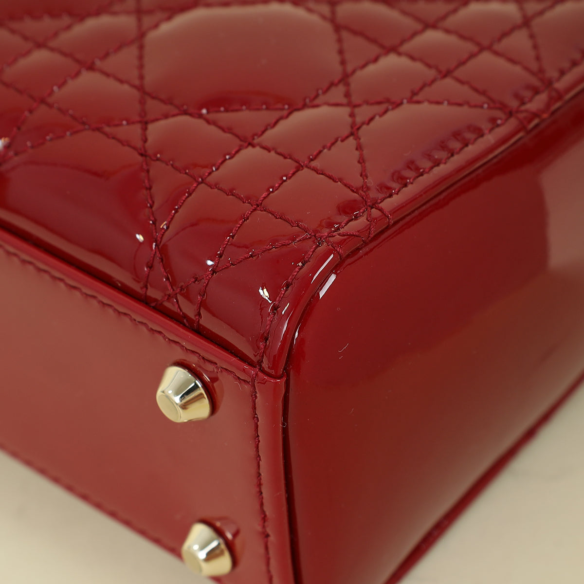 Christian Dior Cherry Red Lady Dior Mini Chain Bag
