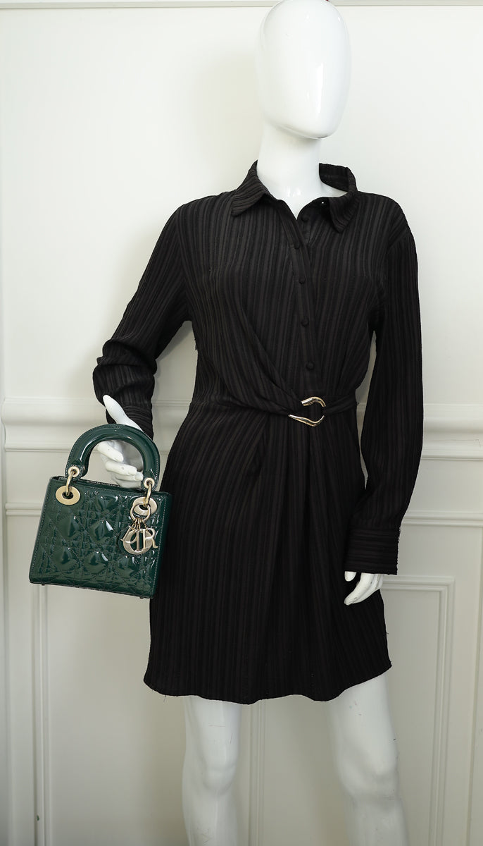 Christian Dior Emerald Green Lady Dior Mini Chain Bag