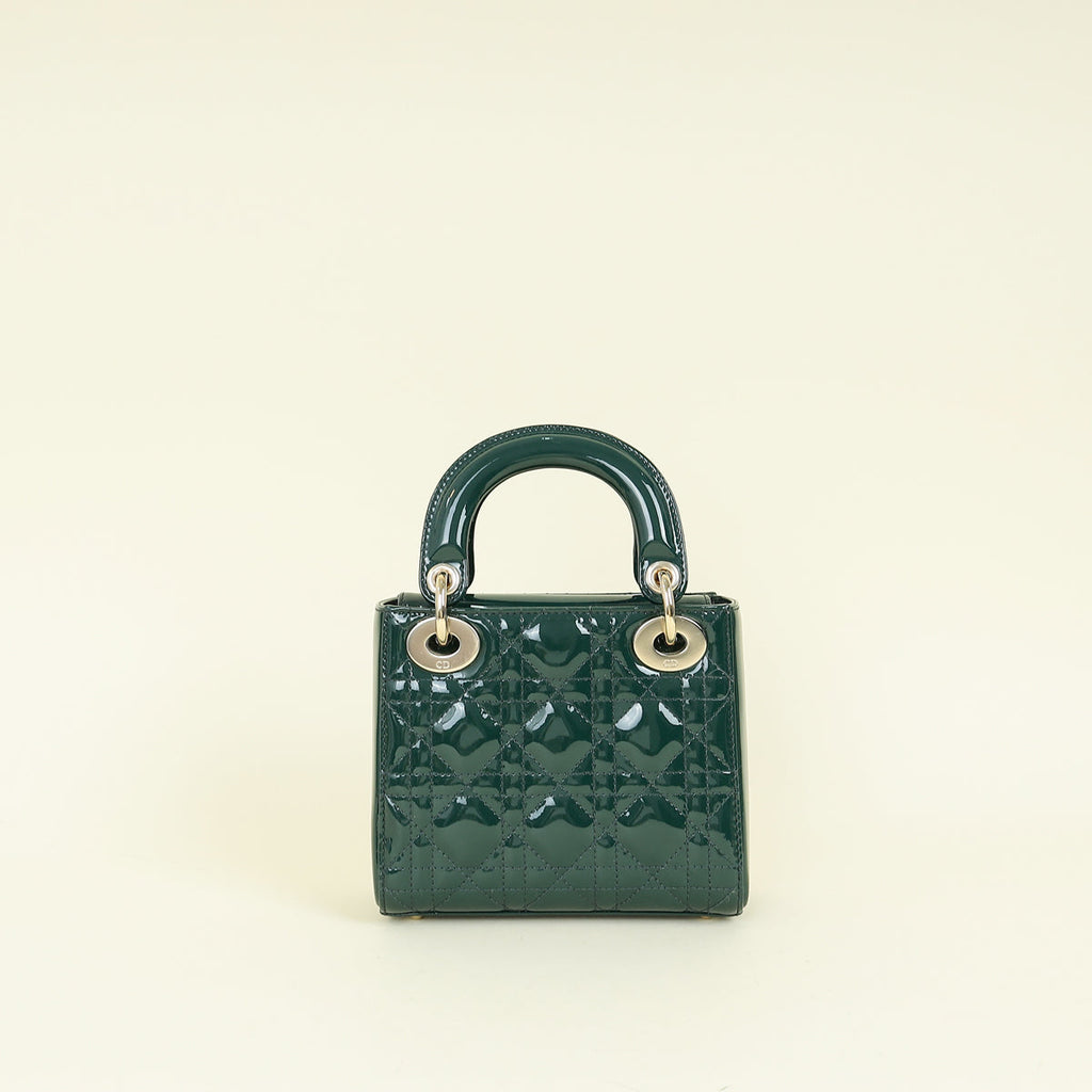 Christian Dior Emerald Green Lady Dior Mini Chain Bag