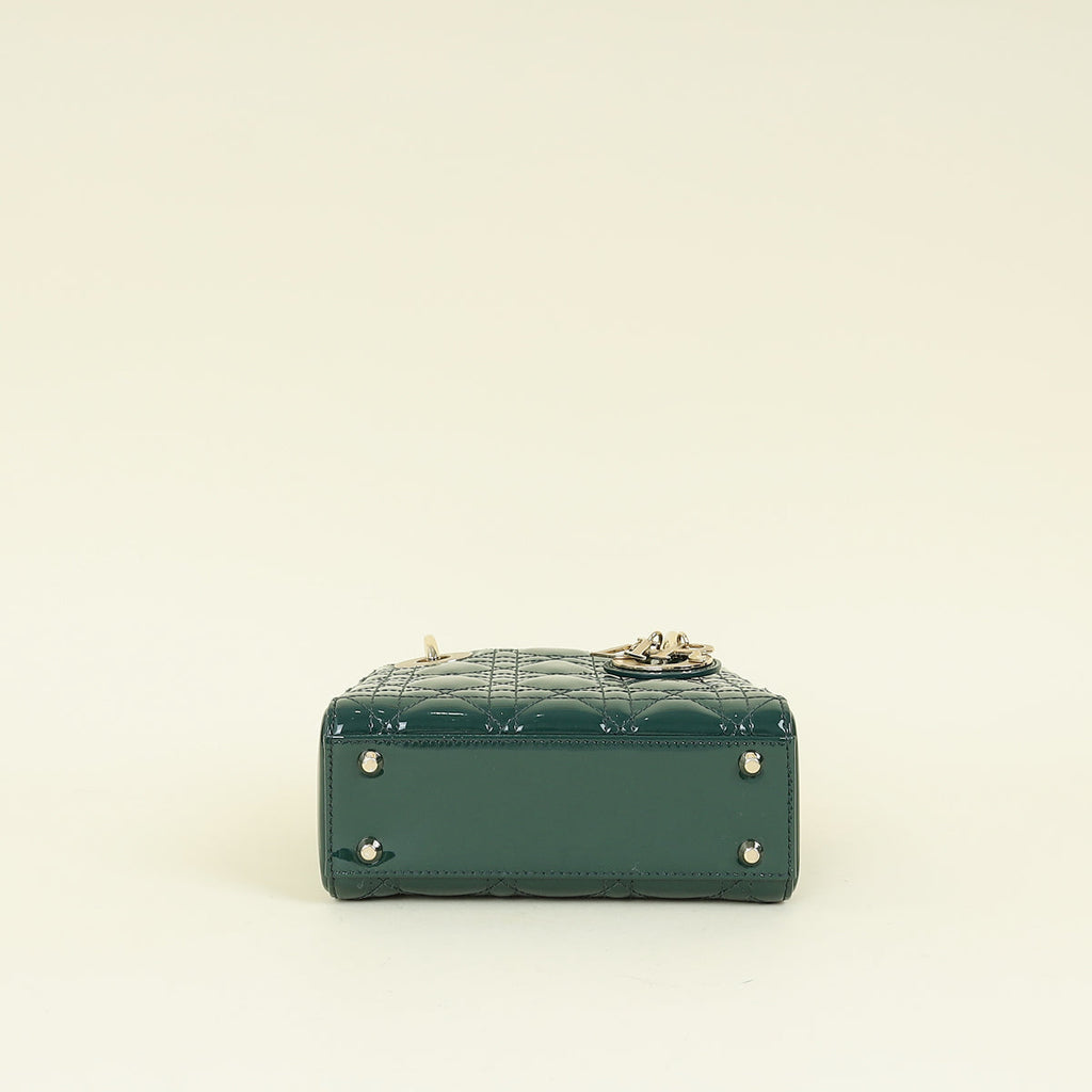 Christian Dior Emerald Green Lady Dior Mini Chain Bag