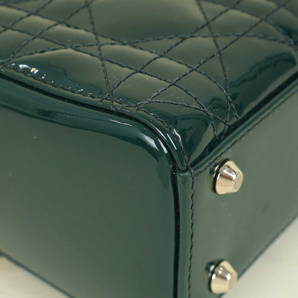 Christian Dior Emerald Green Lady Dior Mini Chain Bag