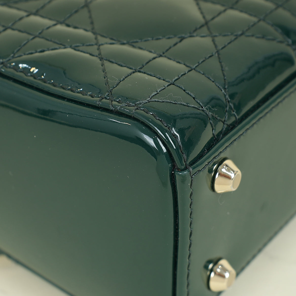 Christian Dior Emerald Green Lady Dior Mini Chain Bag