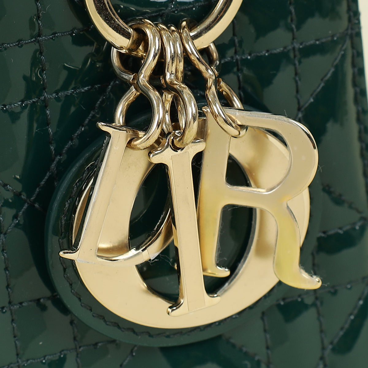 Christian Dior Emerald Green Lady Dior Mini Chain Bag
