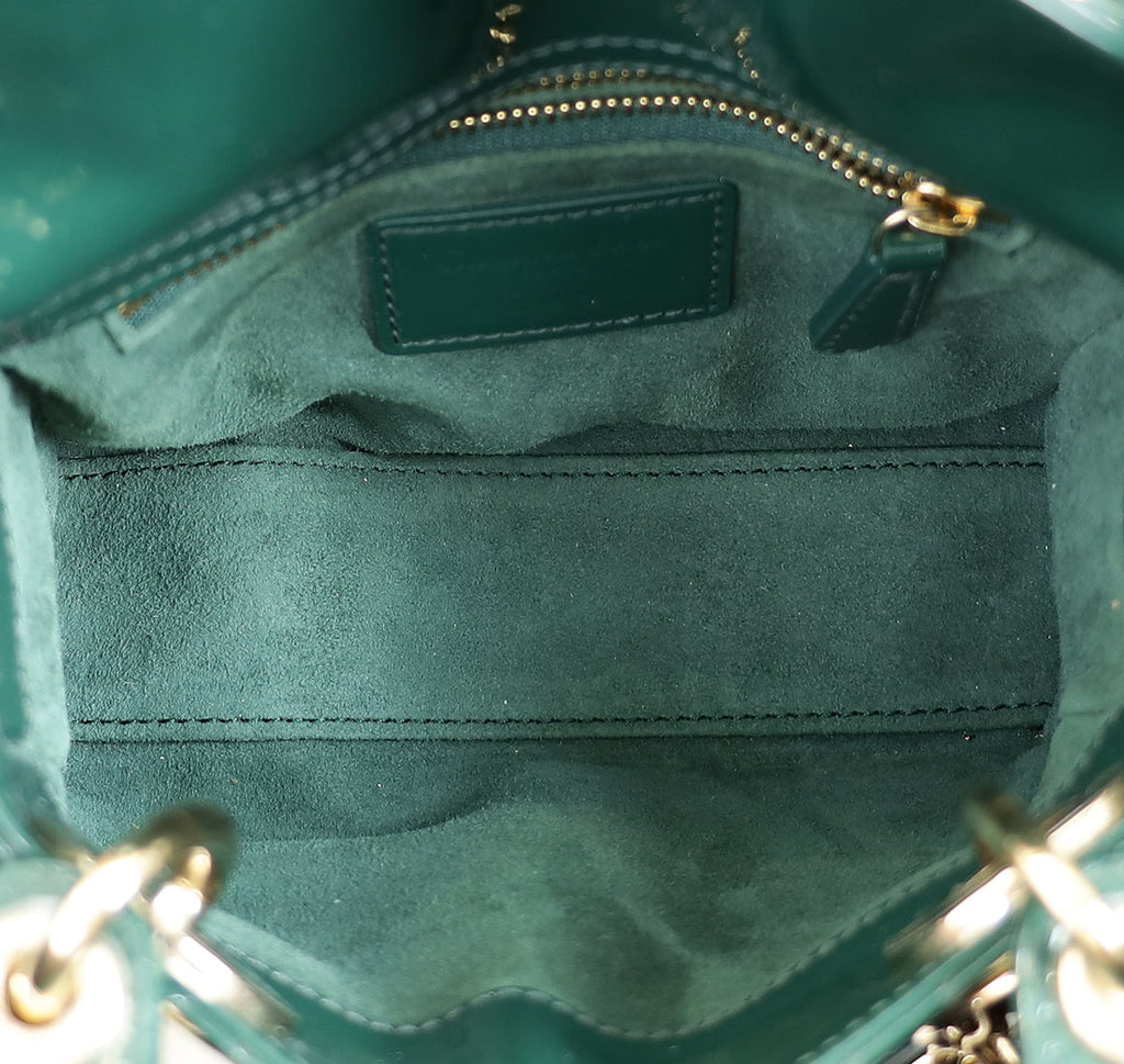Christian Dior Emerald Green Lady Dior Mini Chain Bag