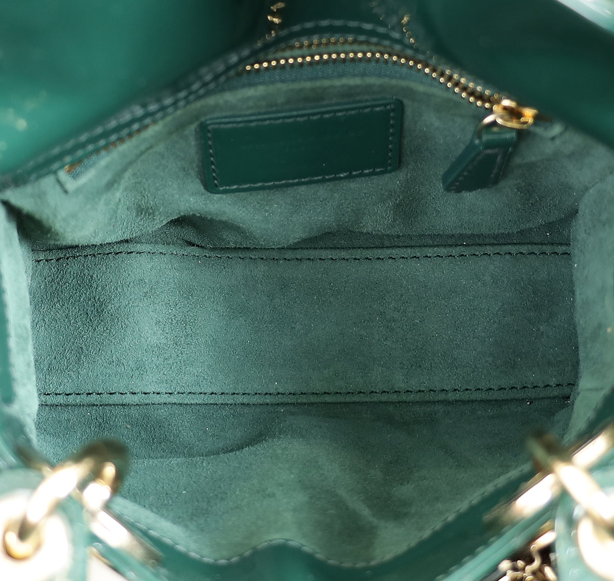 Christian Dior Emerald Green Lady Dior Mini Chain Bag