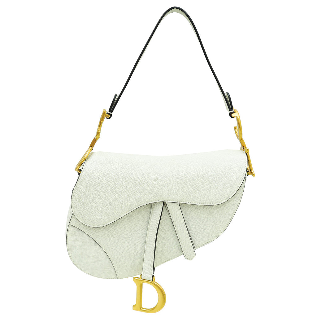 Christian Dior White Saddle Medium Bag