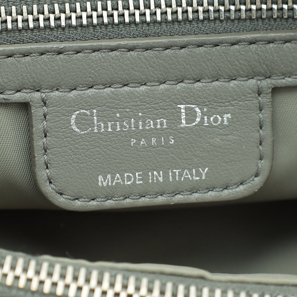 Christian Dior Grey Satin Charming Lock Medium Tote Bag
