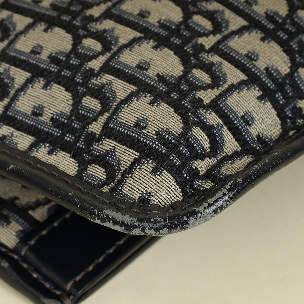 Christian Dior Navy Blue Oblique Fold Over Clutch