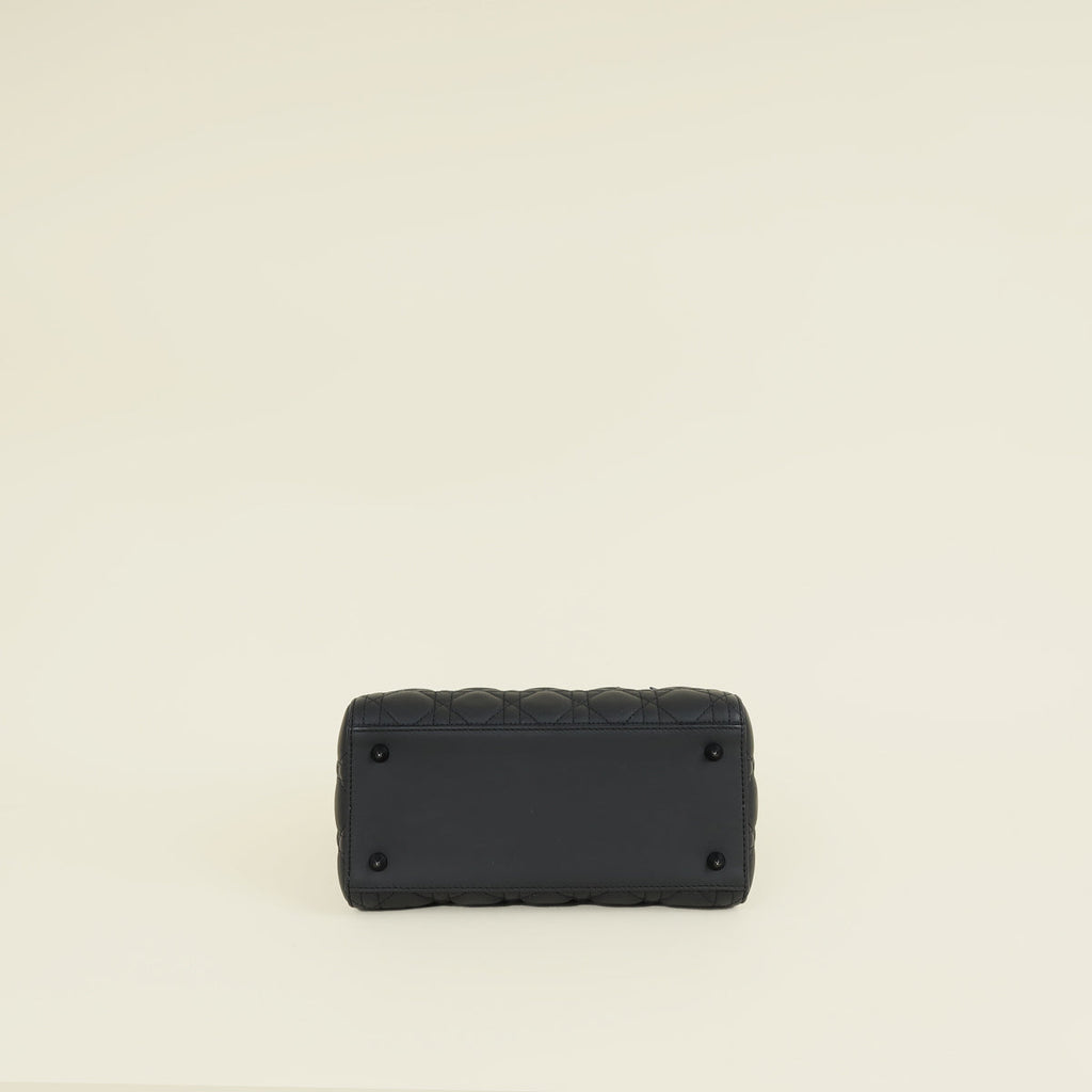 Christian Dior Black Ultramatte Cannage Lady Dior Medium Bag