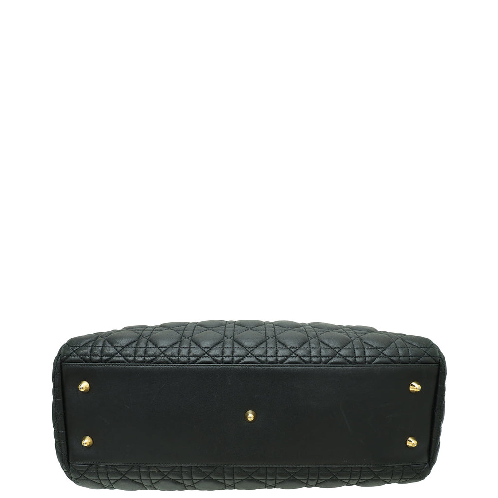Christian Dior Black Lady Dior Soft Tote Large Bag