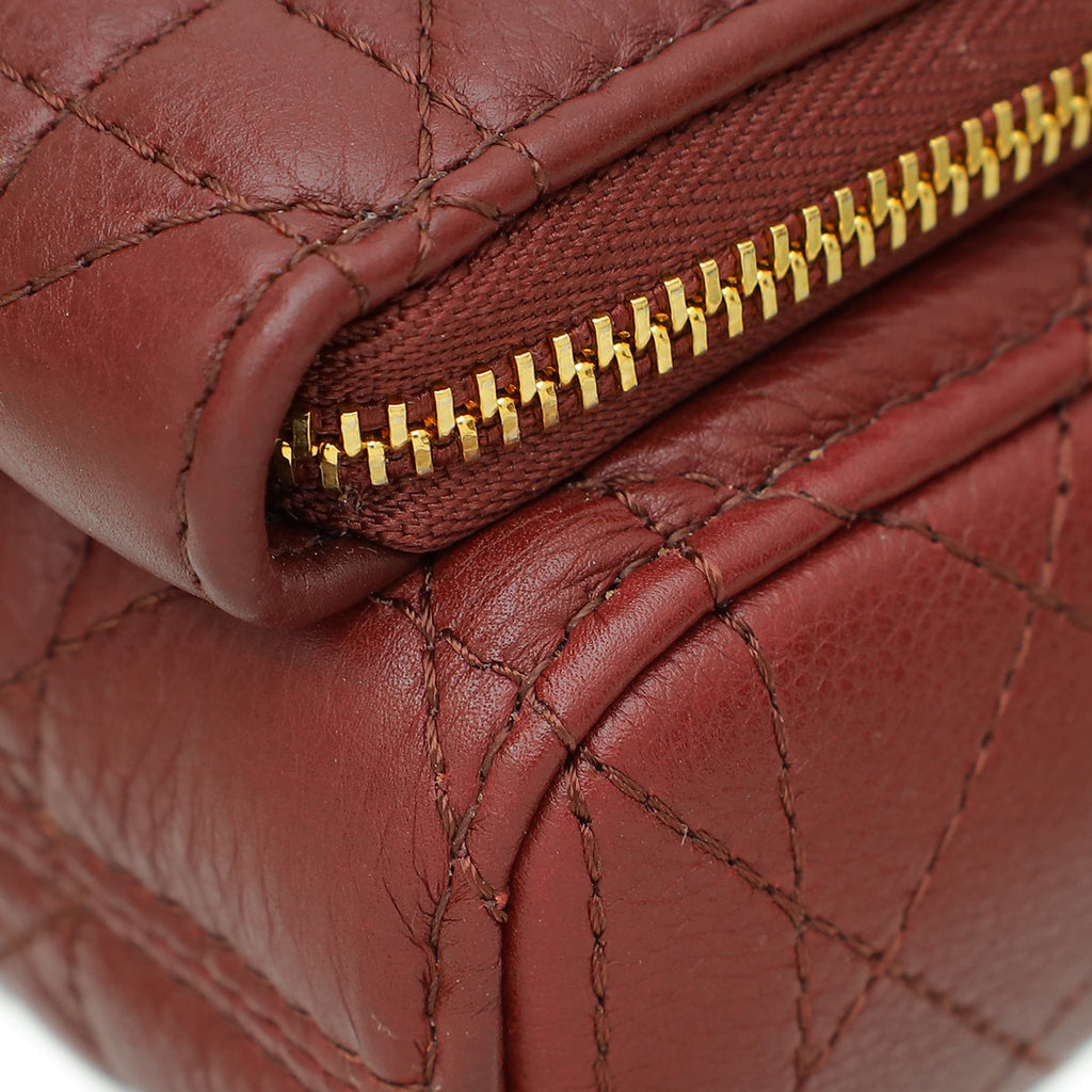 Christian Dior Burgundy Caro Double Pouch Bag