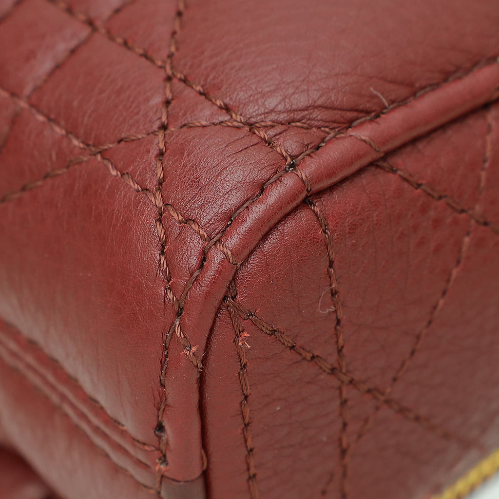 Christian Dior Burgundy Caro Double Pouch Bag