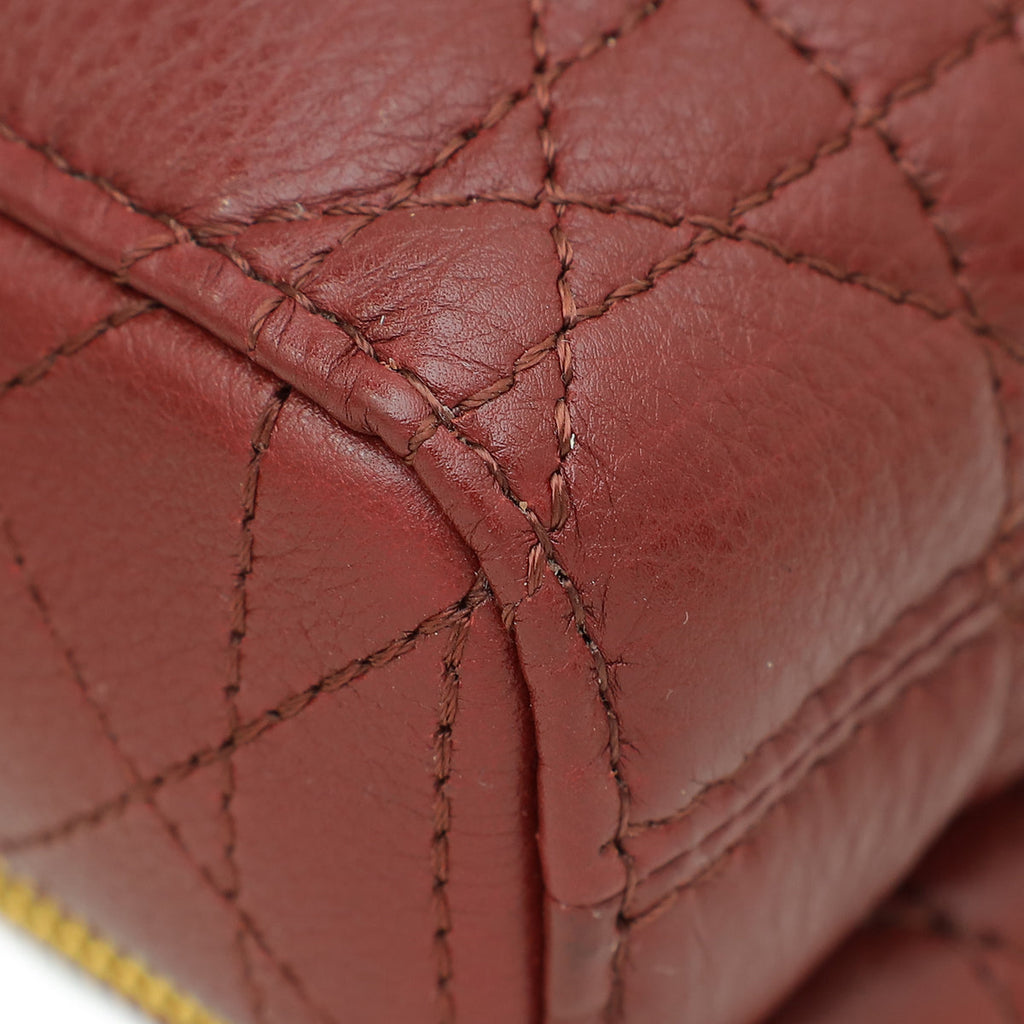 Christian Dior Burgundy Caro Double Pouch Bag