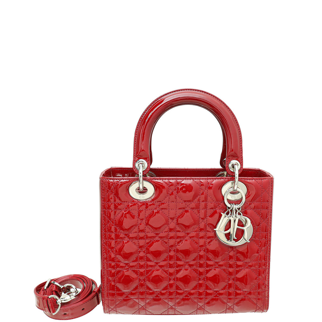 Christian Dior Red Lady Dior Medium Bag
