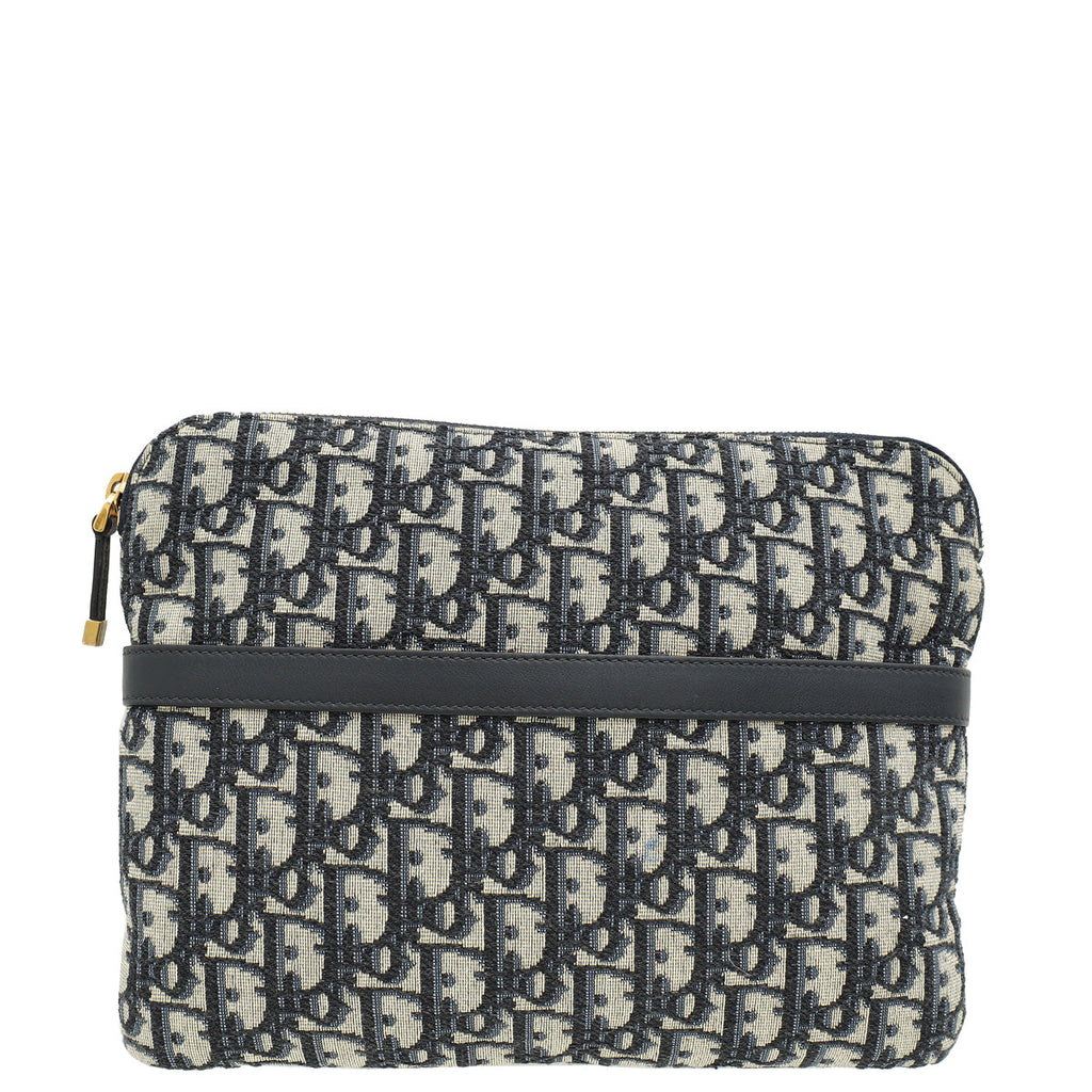 Christian Dior Navy Blue Oblique Dior Travel Travel Kit Pouch