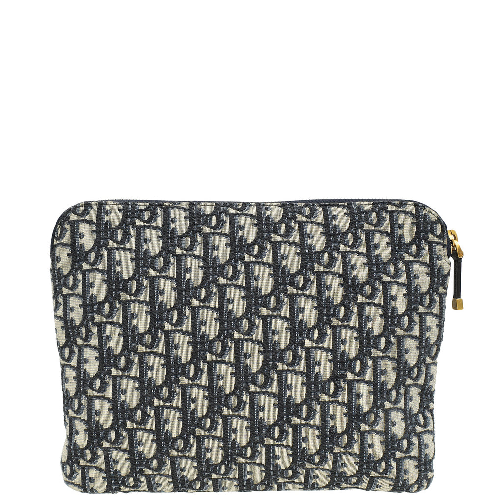 Christian Dior Navy Blue Oblique Dior Travel Travel Kit Pouch