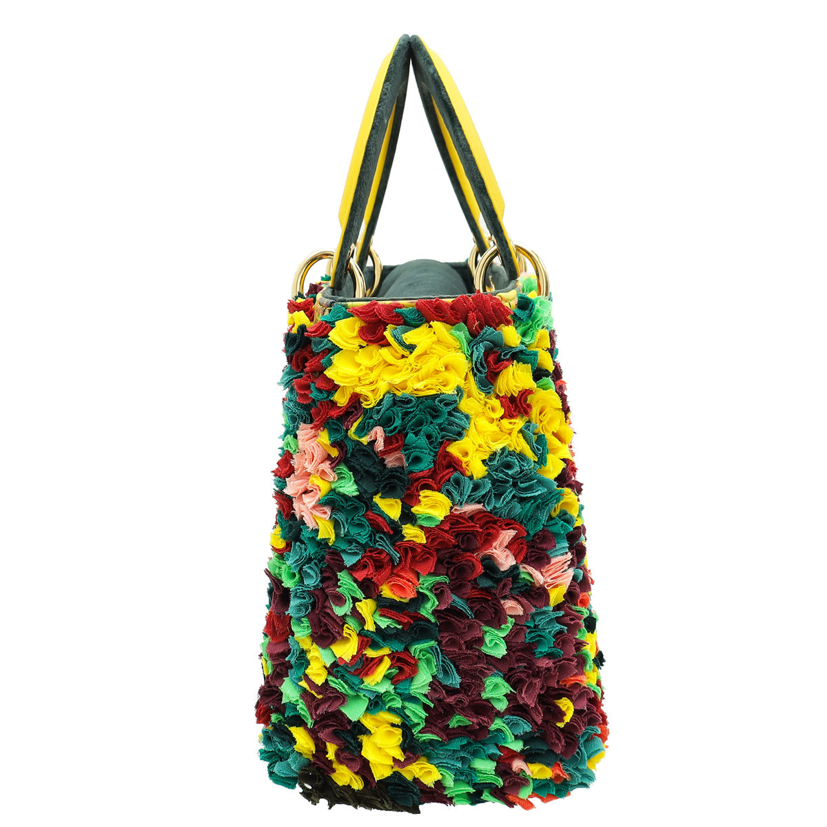 Christian Dior Yellow Multicolor L.E Shara Hughes Lady Dior Medium Bag