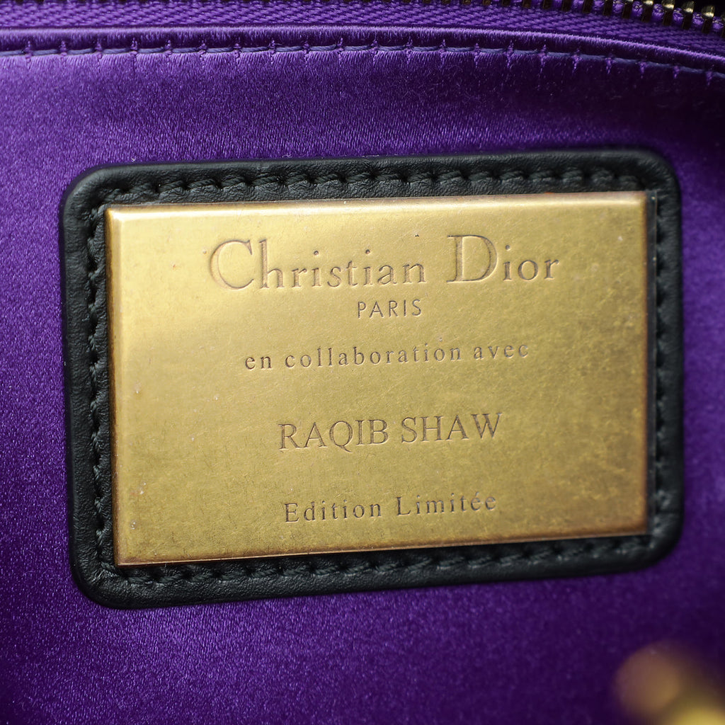 Christian Dior Dark Blue L.E  Lady Dior Raqib Shaw Medium Bag