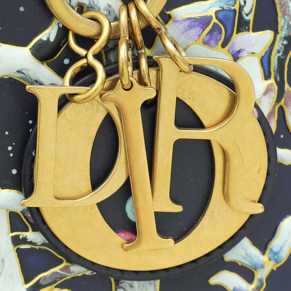Christian Dior Dark Blue L.E  Lady Dior Raqib Shaw Medium Bag