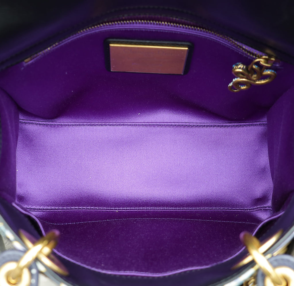 Christian Dior Dark Blue L.E  Lady Dior Raqib Shaw Medium Bag