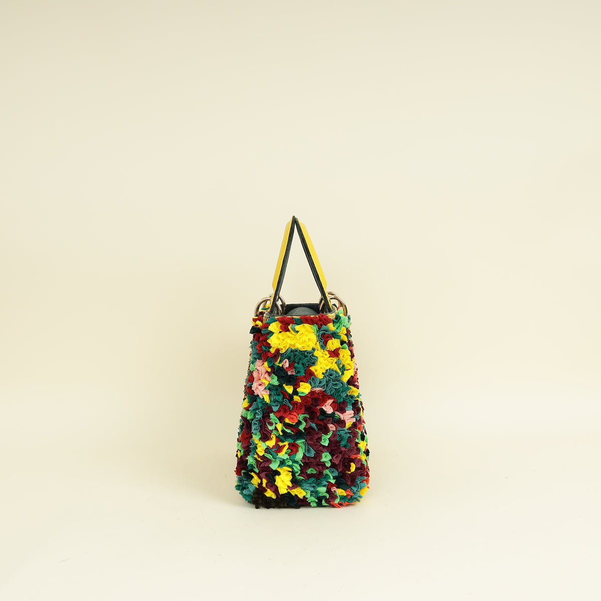 Christian Dior Yellow Multicolor L.E Shara Hughes Lady Dior Medium Bag