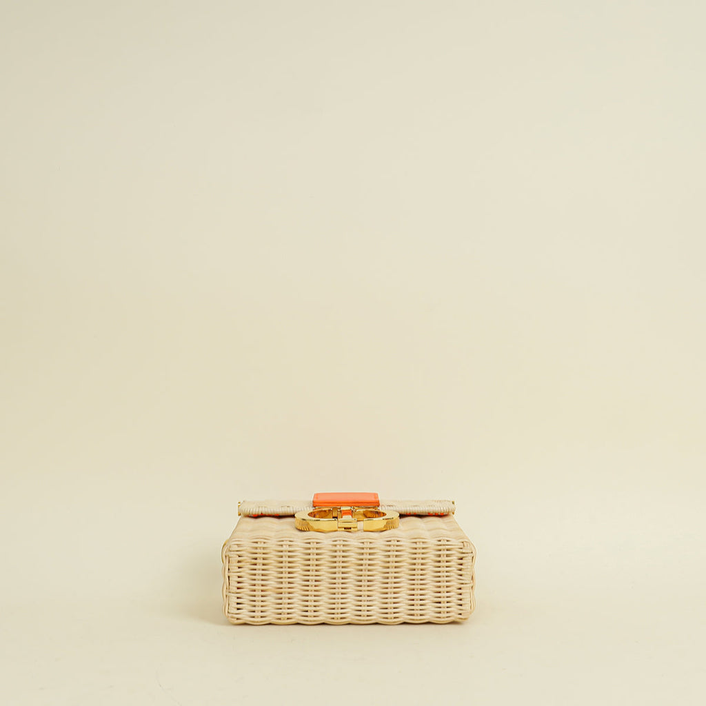 Christian Dior Neon Orange 30 Montaigne Wicker Box Bag