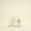 Christian Dior White Lady Dior Matte Alligator Flower Crystal Beads Small Bag