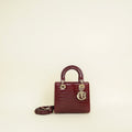 Christian Dior Burgundy Lady Dior Alligator Small Bag