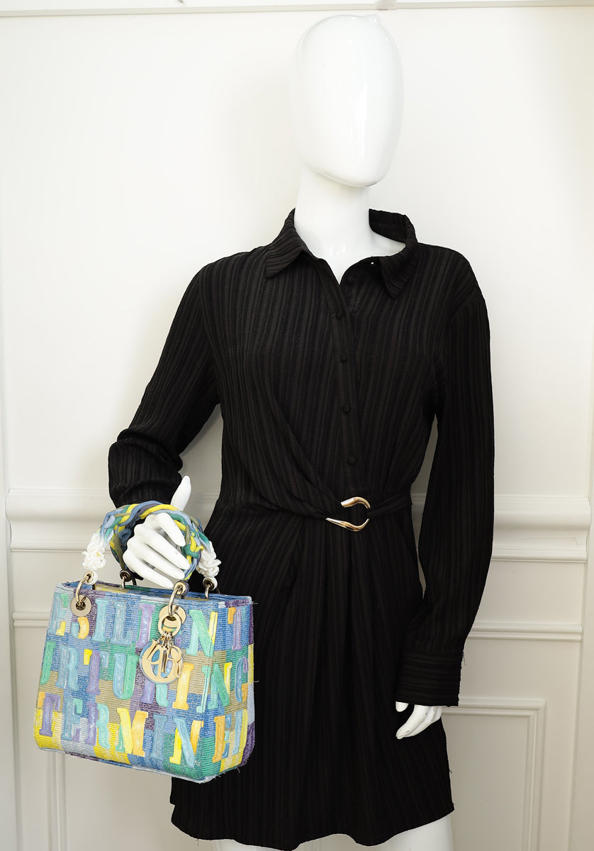 Christian Dior Multicolor X Ghada Amer Lady Dior Medium Bag