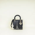 Christian Dior Bicolor Lady Dior Paris Print and Rhinestone Embroidery Medium Bag