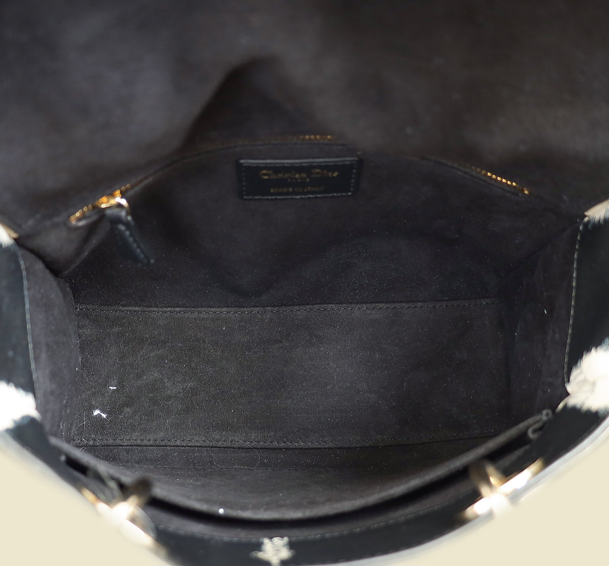 Christian Dior Bicolor Lady Dior Paris Print and Rhinestone Embroidery Medium Bag